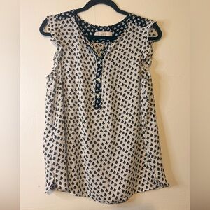 LOF Black and White Geometric Blouse